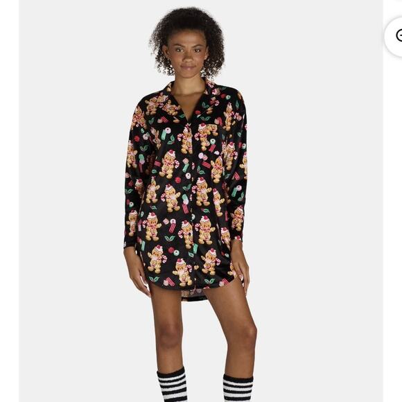 Holiday Time Cozy Gingerbread Sleep Pajama Shirt Christmas Holiday XL 16-18 NWT - Picture 1 of 7